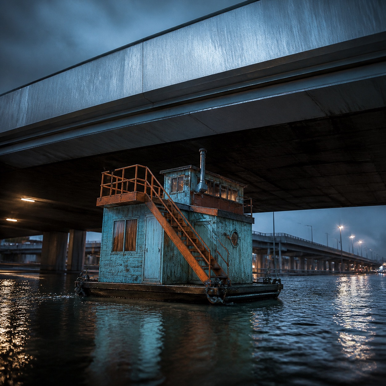 Houseboat Overpass, WestonGFX digital artwork